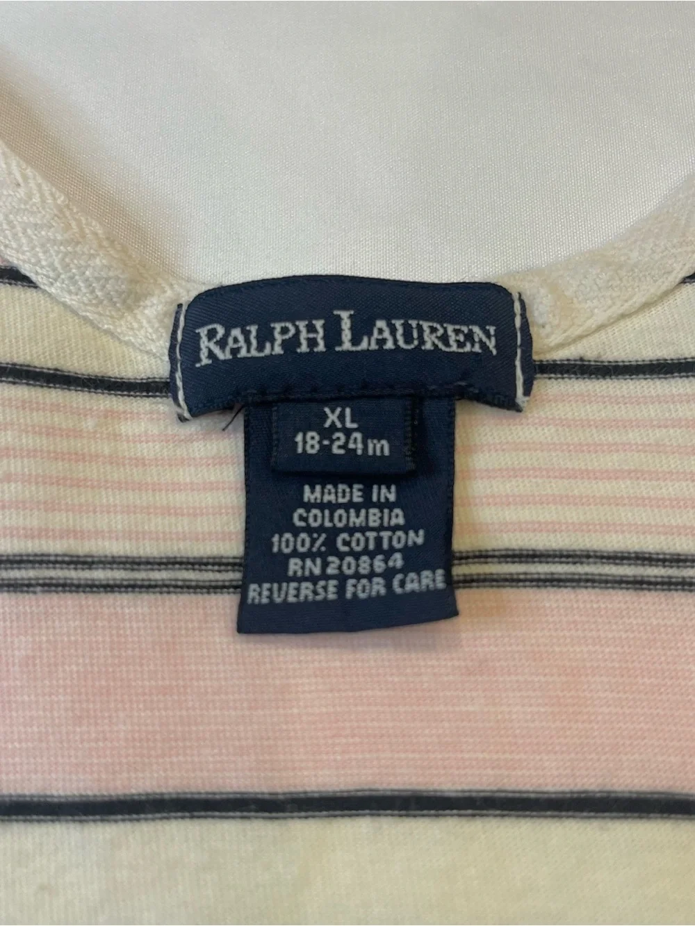 Ralph Lauren 90s Anchor Pink Striped Nautical Vintage Dress 18-24M